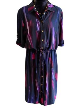 LESLIE FAY ABSTRACT STREAK ABSTRACT  PATTERN SHIRT DRESS NWOTS!! SZ 14
